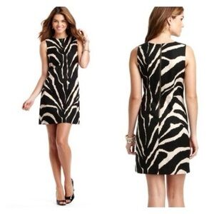 Loft Sleeveless Zebra Print Shift Dress Size 0 Petite